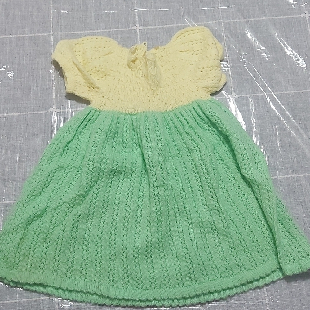 Knitted dress green and yellow